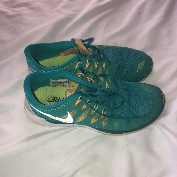 Nike Free Run 5.0 Womens Turquoise Green Athletic Running Sneakers Size 9.5 - Picture 4 of 9